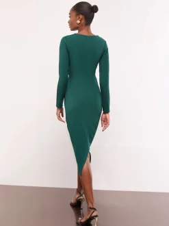 vert foncé - Lipsy Robe mi-longue bodycon à manches longues