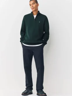 vert foncé - Logo cerf - Pull N.Premium Coupe classique 100% Coton Premium à fermeture éclair