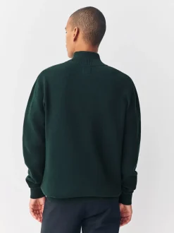 vert foncé - Logo cerf - Pull N.Premium Coupe classique 100% Coton Premium à fermeture éclair