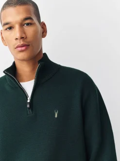 vert foncé - Logo cerf - Pull N.Premium Coupe classique 100% Coton Premium à fermeture éclair