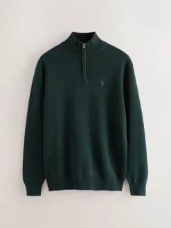 vert foncé - Logo cerf - Pull N.Premium Coupe classique 100% Coton Premium à fermeture éclair