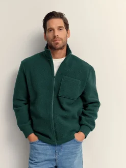 vert foncé - Zippé sur toute la longueur - Polaire en peau de mouton
