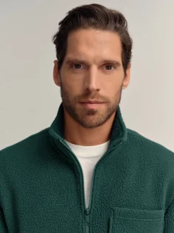 vert foncé - Zippé sur toute la longueur - Polaire en peau de mouton