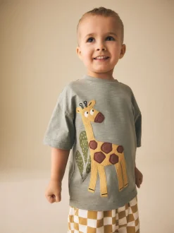 Vert girafe - T-shirt appliqué Manches courtes (3mths-7yrs)