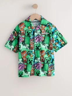 Vert imprimé sur l’ensemble - Chemise Minecraft en jersey à manches courtes (3-16ans)