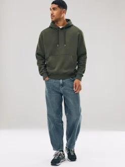 Vert kaki - Ajustement régulier - Sweat-shirt à capuche en jersey riche en coton épais