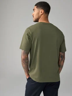 Vert kaki - Ajustement régulier - T-shirt Essential Col rond en coton