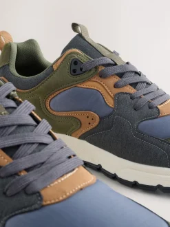 Vert kaki - Baskets à empiècements multicolores