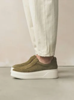 Vert kaki - Baskets Signature en cuir à plateforme compensée épaisse