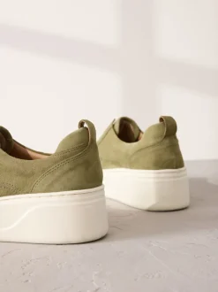 Vert kaki - Baskets Signature en cuir à plateforme compensée épaisse