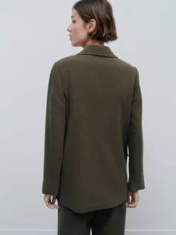 Vert kaki - Blazer croisé décontracté