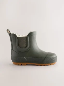 Vert kaki - Bottines en caoutchouc avec doublure chaude
