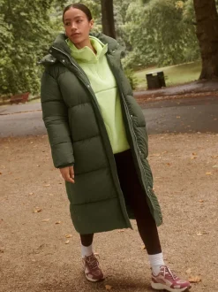Vert kaki - Manteau long rembourré imperméable