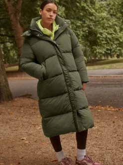 Vert kaki - Manteau long rembourré imperméable