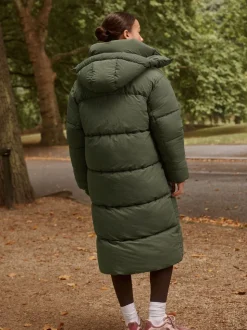 Vert kaki - Manteau long rembourré imperméable