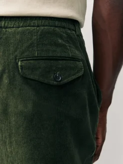 Vert kaki - Pantalon à taille élastiquée en coton riche en coton coupe régulière