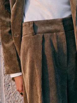 Vert kaki - Pantalon large en velours côtelé