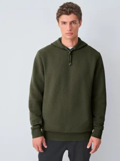 Vert kaki - Sweat à capuche texturé