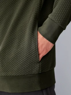 Vert kaki - Sweat à capuche texturé