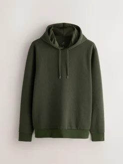 Vert kaki - Sweat à capuche texturé