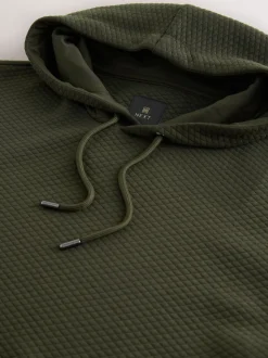 Vert kaki - Sweat à capuche texturé