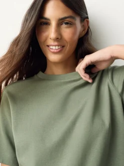 Vert kaki - T-shirt Manche courte Col ras du cou lourd