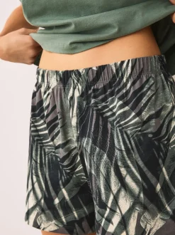 Vert kaki palmier - Ensemble pyjama short