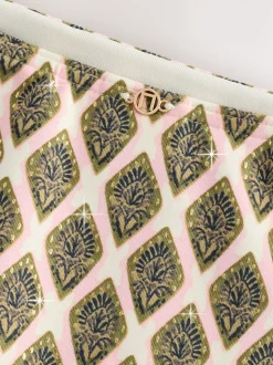 Vert kaki/Cream Woodblock à la feuille d'aluminium - Bas de bikini