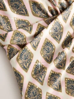 Vert kaki/Cream Woodblock à la feuille d'aluminium - Maillot de bain Urim Tummy Control à décolleté plongeant