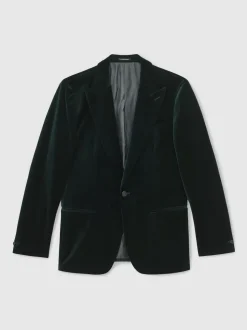 Vert émeraude - Reiss Apsara Blazer en velours à boutonnage simple habillé