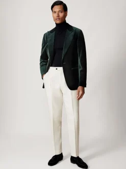 Vert émeraude - Reiss Apsara Blazer en velours à boutonnage simple habillé