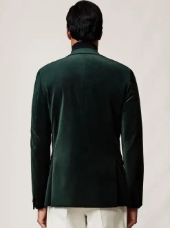 Vert émeraude - Reiss Apsara Blazer en velours à boutonnage simple habillé