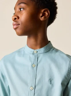 Vert minéral - Chemise Oxford à manches longues et Col mao (3-16ans)
