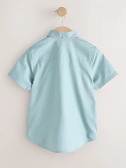 Vert minéral - Manches courtes Coton riche Oxford Chemise (3-16ans)