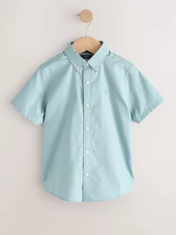 Vert minéral - Manches courtes Coton riche Oxford Chemise (3-16ans)
