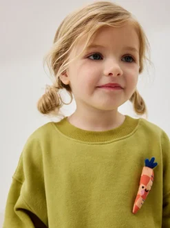 Vert motif carrot - Robe sweat à jupe en maille (3mois7ans)