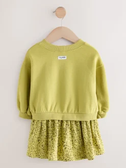 Vert motif carrot - Robe sweat à jupe en maille (3mois7ans)