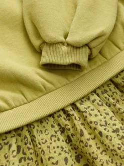 Vert motif carrot - Robe sweat à jupe en maille (3mois7ans)