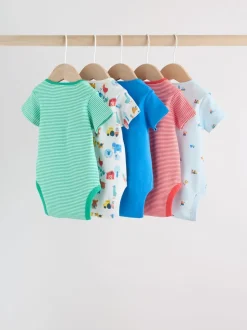 Vert motif ferme - Lot de 5 bodies bébé à manches courtes