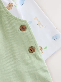 Vert motif safari Animal - Ensemble salopette et body en sergé pour bébé (0mths-2yrs)
