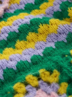 Vert Multicolore Patch - Cardigan à col crocheté à la main