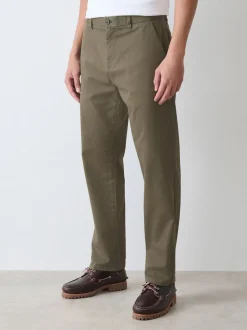 Vert olive - Ajustement droit - Pantalon chino stretch