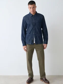 Vert olive - Ajustement droit - Pantalon chino stretch