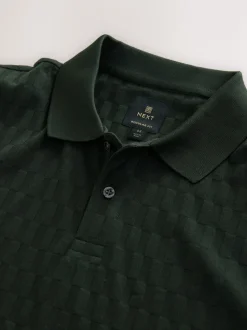 Vert olive - Ajustement régulier - Polo habillé en jacquard