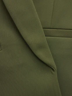 Vert olive - Blazer décontracté à manches froncées