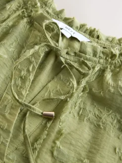 Vert olive - Chemisier Tufty en jacquard à manches longues