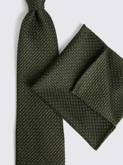 Vert olive - Cravate MOSS Grenadine