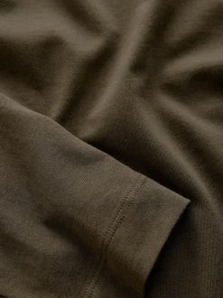 Vert olive - T-shirt à manches longues de cou d'équipage