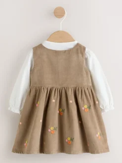 Vert olive brodé - Ensemble body et collants à manches longues en velours côtelé pour bébé (0mois-2ans)
