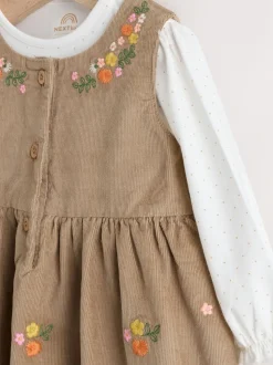 Vert olive brodé - Ensemble body et collants à manches longues en velours côtelé pour bébé (0mois-2ans)